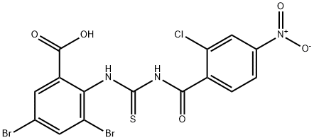 3,5-DIBROMO-2-[[[(2-CHLORO-4-NITROBENZOYL)AMINO]THIOXOMETHYL]AMINO]-BENZOIC ACID 结构式