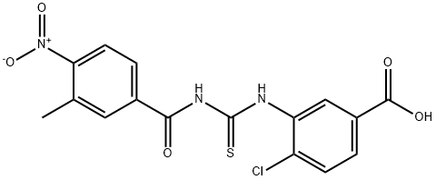 4-CHLORO-3-[[[(3-METHYL-4-NITROBENZOYL)AMINO]THIOXOMETHYL]AMINO]-BENZOIC ACID 结构式