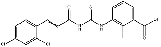 3-[[[[3-(2,4-DICHLOROPHENYL)-1-OXO-2-PROPENYL]AMINO]THIOXOMETHYL]AMINO]-2-METHYL-BENZOIC ACID Struktur