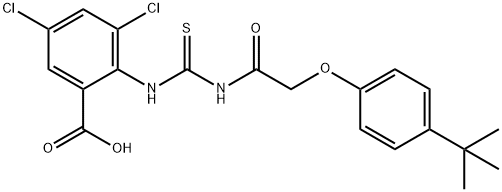 3,5-DICHLORO-2-[[[[[4-(1,1-DIMETHYLETHYL)PHENOXY]ACETYL]AMINO]THIOXOMETHYL]AMINO]-BENZOIC ACID Structure