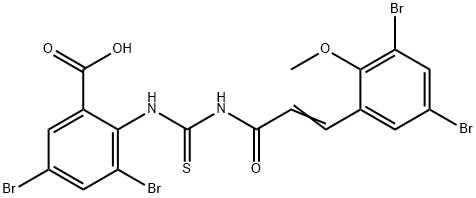 3,5-DIBROMO-2-[[[[3-(3,5-DIBROMO-2-METHOXYPHENYL)-1-OXO-2-PROPENYL]AMINO]THIOXOMETHYL]AMINO]-BENZOIC ACID Struktur
