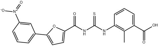 2-METHYL-3-[[[[[5-(3-NITROPHENYL)-2-FURANYL]CARBONYL]AMINO]THIOXOMETHYL]AMINO]-BENZOIC ACID,530149-06-5,结构式