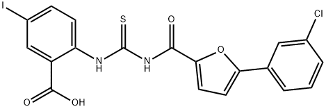 2-[[[[[5-(3-CHLOROPHENYL)-2-FURANYL]CARBONYL]AMINO]THIOXOMETHYL]AMINO]-5-IODO-BENZOIC ACID Struktur