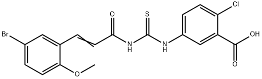 5-[[[[3-(5-BROMO-2-METHOXYPHENYL)-1-OXO-2-PROPENYL]AMINO]THIOXOMETHYL]AMINO]-2-CHLORO-BENZOIC ACID Structure