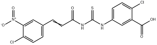 2-CHLORO-5-[[[[3-(4-CHLORO-3-NITROPHENYL)-1-OXO-2-PROPENYL]AMINO]THIOXOMETHYL]AMINO]-BENZOIC ACID 结构式
