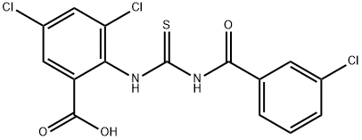 3,5-DICHLORO-2-[[[(3-CHLOROBENZOYL)AMINO]THIOXOMETHYL]AMINO]-BENZOIC ACID Struktur