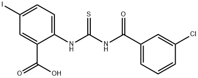 2-[[[(3-CHLOROBENZOYL)AMINO]THIOXOMETHYL]AMINO]-5-IODO-BENZOIC ACID 化学構造式