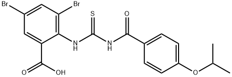 3,5-DIBROMO-2-[[[[4-(1-METHYLETHOXY)BENZOYL]AMINO]THIOXOMETHYL]AMINO]-BENZOIC ACID 化学構造式