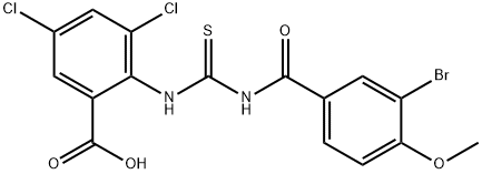 2-[[[(3-BROMO-4-METHOXYBENZOYL)AMINO]THIOXOMETHYL]AMINO]-3,5-DICHLORO-BENZOIC ACID Structure