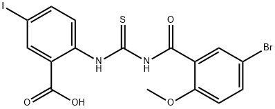 2-[[[(5-BROMO-2-METHOXYBENZOYL)AMINO]THIOXOMETHYL]AMINO]-5-IODO-BENZOIC ACID Structure