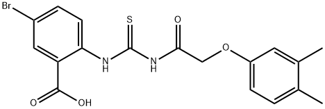 5-BROMO-2-[[[[(3,4-DIMETHYLPHENOXY)ACETYL]AMINO]THIOXOMETHYL]AMINO]-BENZOIC ACID Struktur