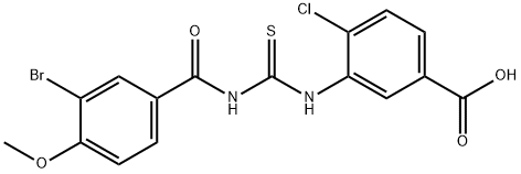 3-[[[(3-BROMO-4-METHOXYBENZOYL)AMINO]THIOXOMETHYL]AMINO]-4-CHLORO-BENZOIC ACID Structure