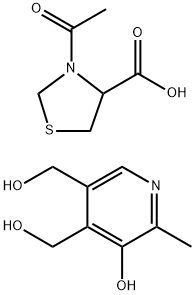 3-acetylthiazolidine-4-carboxylic acid, compound with 5-hydroxy-6-methylpyridine-3,4-dimethanol (1:1) Struktur