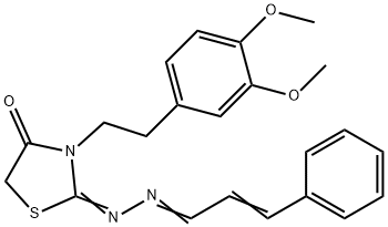 3-Phenylpropenal [3-[2-(3,4-dimethoxyphenyl)ethyl]-4-oxothiazolidine-2-ylidene]hydrazone 结构式