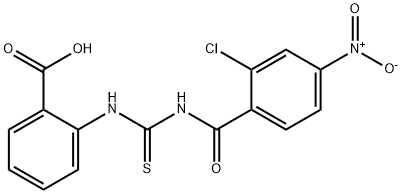 2-[[[(2-CHLORO-4-NITROBENZOYL)AMINO]THIOXOMETHYL]AMINO]-BENZOIC ACID Structure
