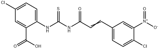 5-CHLORO-2-[[[[3-(4-CHLORO-3-NITROPHENYL)-1-OXO-2-PROPENYL]AMINO]THIOXOMETHYL]AMINO]-BENZOIC ACID Struktur