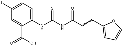 2-[[[[3-(2-FURANYL)-1-OXO-2-PROPENYL]AMINO]THIOXOMETHYL]AMINO]-5-IODO-BENZOIC ACID 结构式