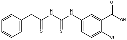 2-CHLORO-5-[[[(PHENYLACETYL)AMINO]THIOXOMETHYL]AMINO]-BENZOIC ACID 化学構造式