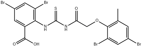 3,5-DIBROMO-2-[[[[(2,4-DIBROMO-6-METHYLPHENOXY)ACETYL]AMINO]THIOXOMETHYL]AMINO]-BENZOIC ACID Structure