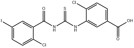 4-CHLORO-3-[[[(2-CHLORO-5-IODOBENZOYL)AMINO]THIOXOMETHYL]AMINO]-BENZOIC ACID Structure