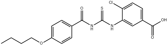 3-[[[(4-BUTOXYBENZOYL)AMINO]THIOXOMETHYL]AMINO]-4-CHLORO-BENZOIC ACID 化学構造式