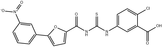 2-CHLORO-5-[[[[[5-(3-NITROPHENYL)-2-FURANYL]CARBONYL]AMINO]THIOXOMETHYL]AMINO]-BENZOIC ACID Structure