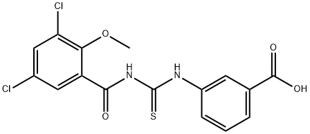 3-[[[(3,5-DICHLORO-2-METHOXYBENZOYL)AMINO]THIOXOMETHYL]AMINO]-BENZOIC ACID Structure