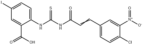 2-[[[[3-(4-CHLORO-3-NITROPHENYL)-1-OXO-2-PROPENYL]AMINO]THIOXOMETHYL]AMINO]-5-IODO-BENZOIC ACID Structure