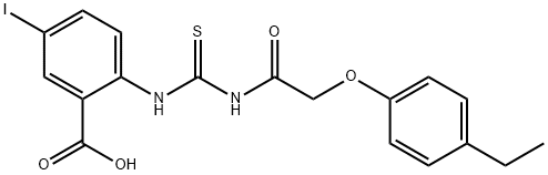 2-[[[[(4-ETHYLPHENOXY)ACETYL]AMINO]THIOXOMETHYL]AMINO]-5-IODO-BENZOIC ACID 化学構造式