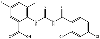2-[[[(2,4-DICHLOROBENZOYL)AMINO]THIOXOMETHYL]AMINO]-3,5-DIIODO-BENZOIC ACID 结构式