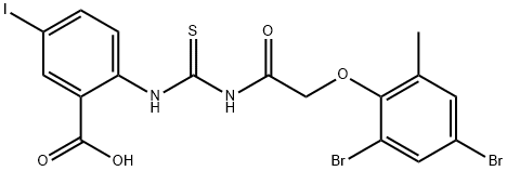 2-[[[[(2,4-DIBROMO-6-METHYLPHENOXY)ACETYL]AMINO]THIOXOMETHYL]AMINO]-5-IODO-BENZOIC ACID Structure