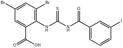 3,5-DIBROMO-2-[[[(3-IODOBENZOYL)AMINO]THIOXOMETHYL]AMINO]-BENZOIC ACID 化学構造式