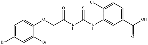 4-CHLORO-3-[[[[(2,4-DIBROMO-6-METHYLPHENOXY)ACETYL]AMINO]THIOXOMETHYL]AMINO]-BENZOIC ACID Structure