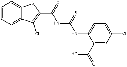 5-CHLORO-2-[[[[(3-CHLOROBENZO[B]THIEN-2-YL)CARBONYL]AMINO]THIOXOMETHYL]AMINO]-BENZOIC ACID Struktur