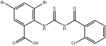 3,5-DIBROMO-2-[[[(2-CHLOROBENZOYL)AMINO]THIOXOMETHYL]AMINO]-BENZOIC ACID 结构式