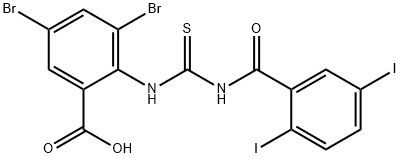 3,5-DIBROMO-2-[[[(2,5-DIIODOBENZOYL)AMINO]THIOXOMETHYL]AMINO]-BENZOIC ACID Structure