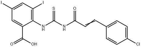 2-[[[[3-(4-CHLOROPHENYL)-1-OXO-2-PROPENYL]AMINO]THIOXOMETHYL]AMINO]-3,5-DIIODO-BENZOIC ACID Structure