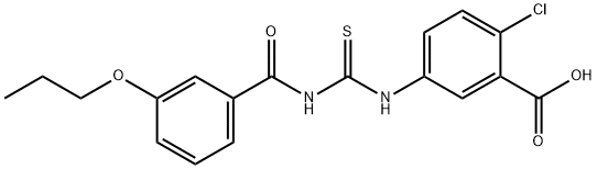 2-CHLORO-5-[[[(3-PROPOXYBENZOYL)AMINO]THIOXOMETHYL]AMINO]-BENZOIC ACID Struktur
