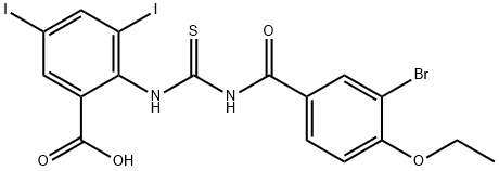 2-[[[(3-BROMO-4-ETHOXYBENZOYL)AMINO]THIOXOMETHYL]AMINO]-3,5-DIIODO-BENZOIC ACID 化学構造式