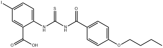 2-[[[(4-BUTOXYBENZOYL)AMINO]THIOXOMETHYL]AMINO]-5-IODO-BENZOIC ACID Struktur