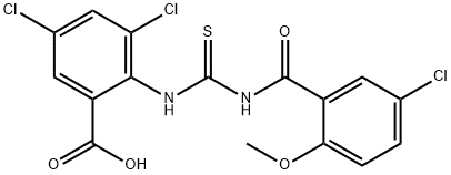 3,5-DICHLORO-2-[[[(5-CHLORO-2-METHOXYBENZOYL)AMINO]THIOXOMETHYL]AMINO]-BENZOIC ACID,531544-54-4,结构式