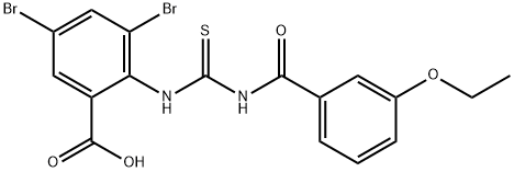 3,5-DIBROMO-2-[[[(3-ETHOXYBENZOYL)AMINO]THIOXOMETHYL]AMINO]-BENZOIC ACID Structure