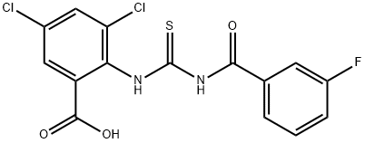 3,5-DICHLORO-2-[[[(3-FLUOROBENZOYL)AMINO]THIOXOMETHYL]AMINO]-BENZOIC ACID Structure