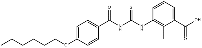 3-[[[[4-(HEXYLOXY)BENZOYL]AMINO]THIOXOMETHYL]AMINO]-2-METHYL-BENZOIC ACID,531547-56-5,结构式