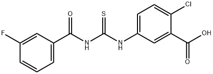 2-CHLORO-5-[[[(3-FLUOROBENZOYL)AMINO]THIOXOMETHYL]AMINO]-BENZOIC ACID Structure