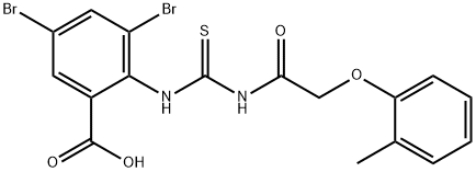 3,5-DIBROMO-2-[[[[(2-METHYLPHENOXY)ACETYL]AMINO]THIOXOMETHYL]AMINO]-BENZOIC ACID Structure