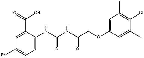 5-BROMO-2-[[[[(4-CHLORO-3,5-DIMETHYLPHENOXY)ACETYL]AMINO]THIOXOMETHYL]AMINO]-BENZOIC ACID Structure