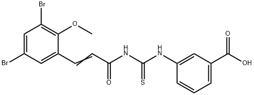 3-[[[[3-(3,5-DIBROMO-2-METHOXYPHENYL)-1-OXO-2-PROPENYL]AMINO]THIOXOMETHYL]AMINO]-BENZOIC ACID 化学構造式