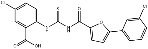 5-CHLORO-2-[[[[[5-(3-CHLOROPHENYL)-2-FURANYL]CARBONYL]AMINO]THIOXOMETHYL]AMINO]-BENZOIC ACID Struktur