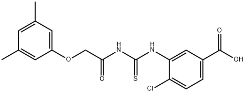 4-CHLORO-3-[[[[(3,5-DIMETHYLPHENOXY)ACETYL]AMINO]THIOXOMETHYL]AMINO]-BENZOIC ACID Struktur